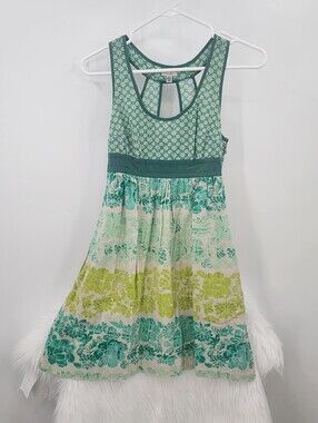 Ecote Green & Teal Floral Tank Dress Xsmall